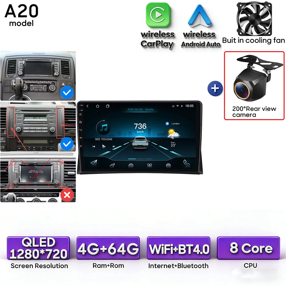 Autoradio Android 9″ VW Multivan T5 – CLEVI Paris