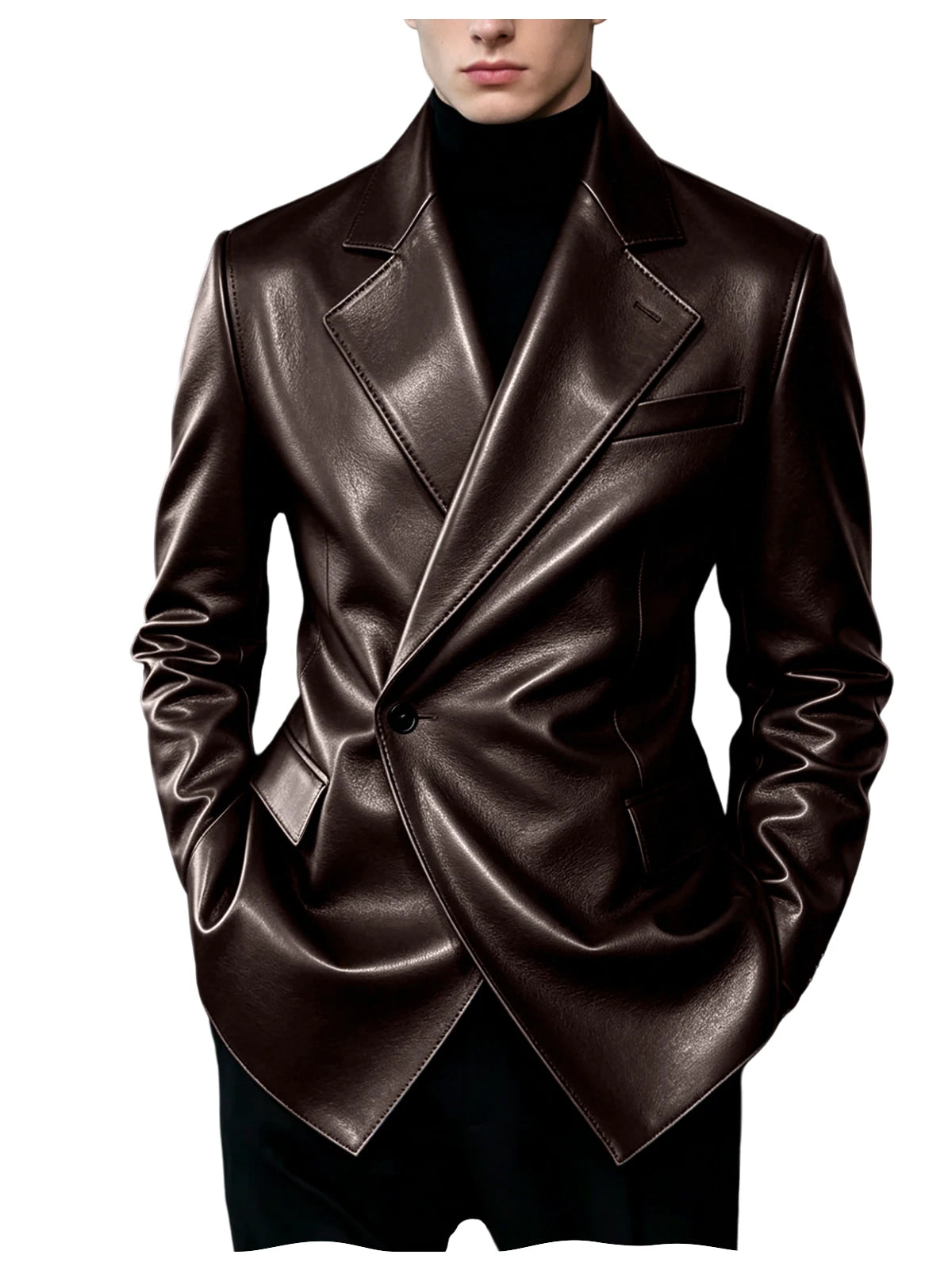 Blazer homme en similicuir, coupe ajustée – CLEVI Paris