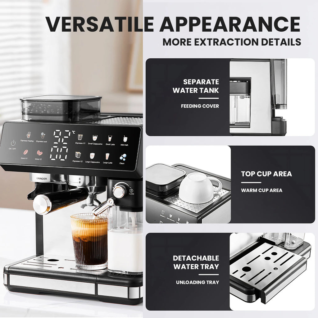 Machine à expresso avec moulin et écran TFT – CLEVI Paris