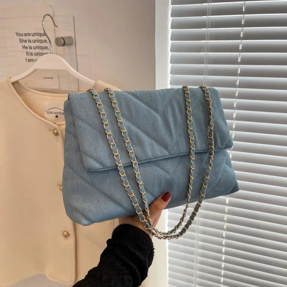Sac baguette femme en toile, trois bleus – CLEVI Paris