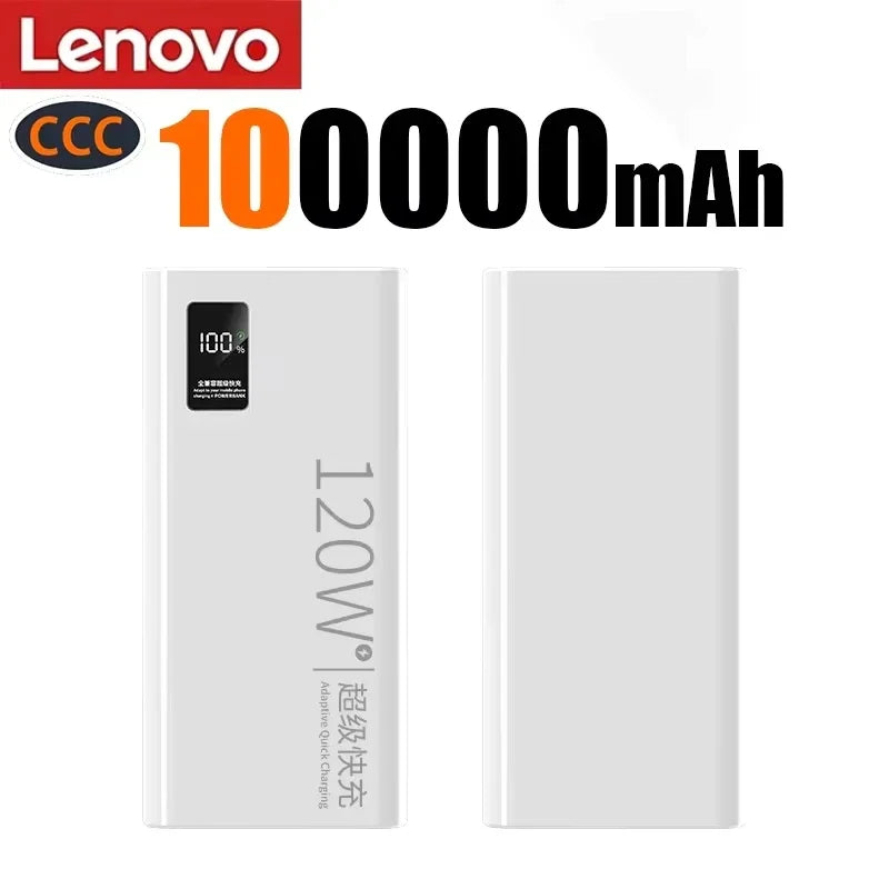 Batterie Externe Lenovo 120W Charge Rapide + Sans Fil Qi 15W Affichage LED USB-C Compact 240g – CLEVI Paris