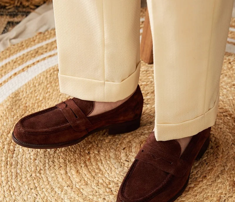Mocassins Suède Vache Homme Artisanaux Bout Carré – CLEVI Paris