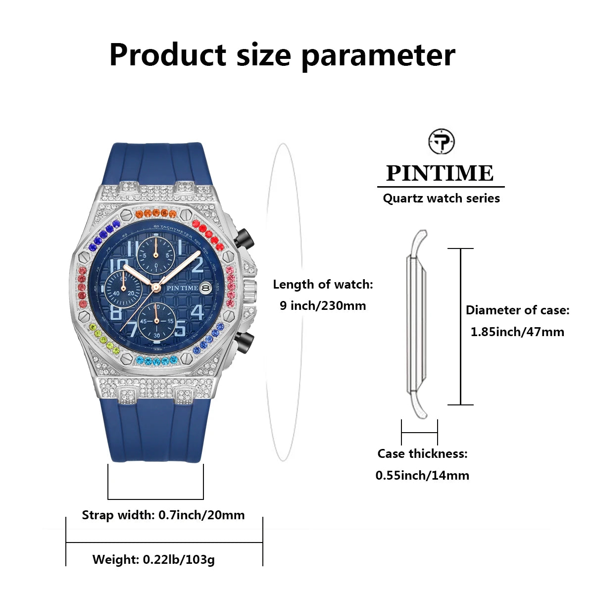 Montre Quartz Diamants Calendrier PINTIME Homme 3 Cadrans – CLEVI Paris