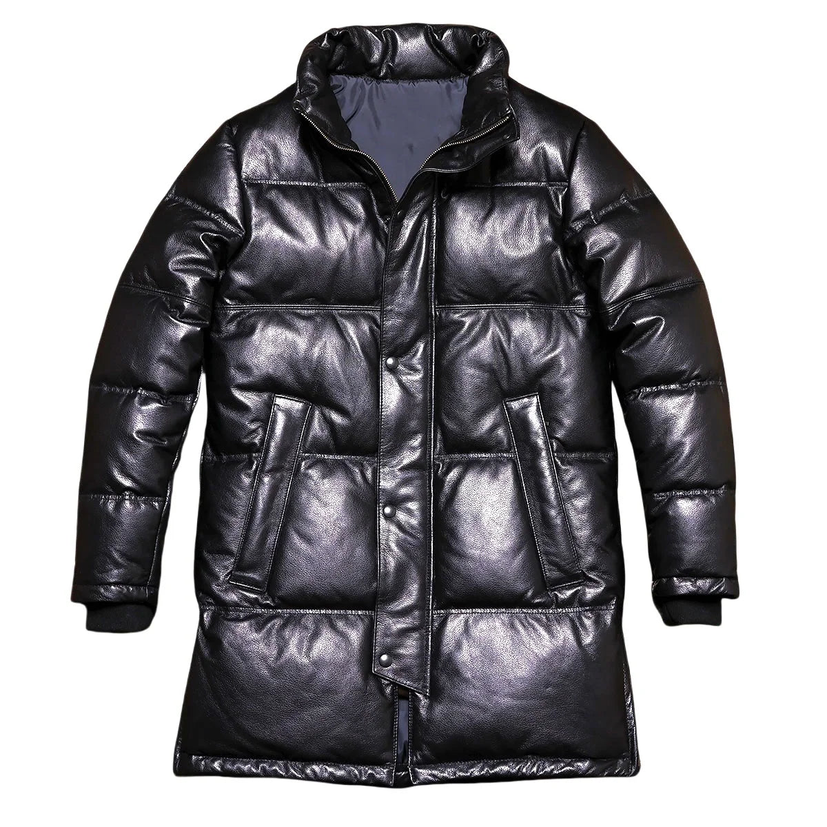 Manteau long homme en cuir de vache noir – CLEVI Paris