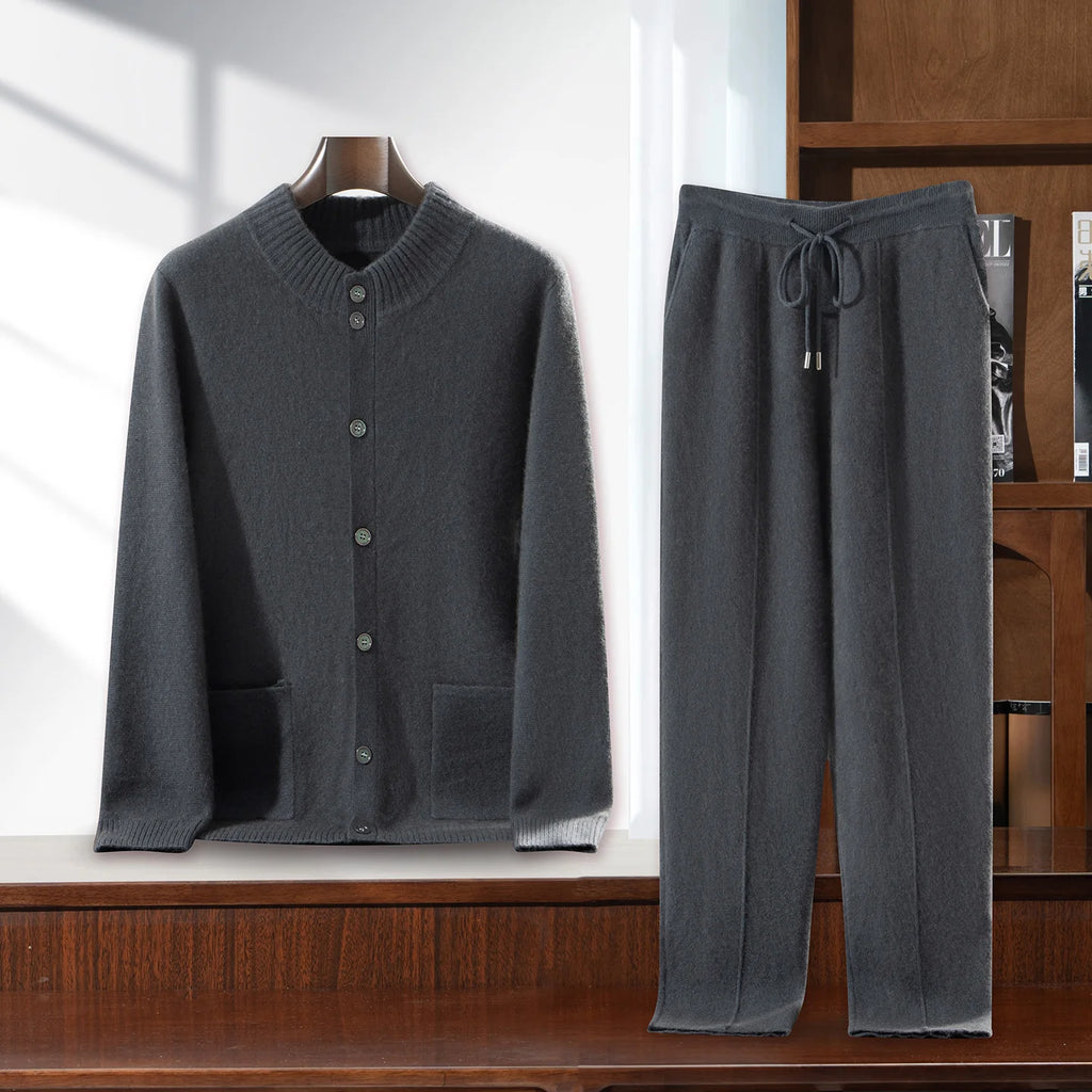 Ensemble homme cachemire cardigan boutonné – CLEVI Paris