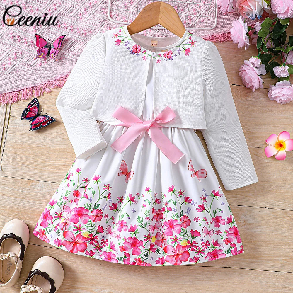 Ensemble fille cardigan et robe imprimée – CLEVI Paris