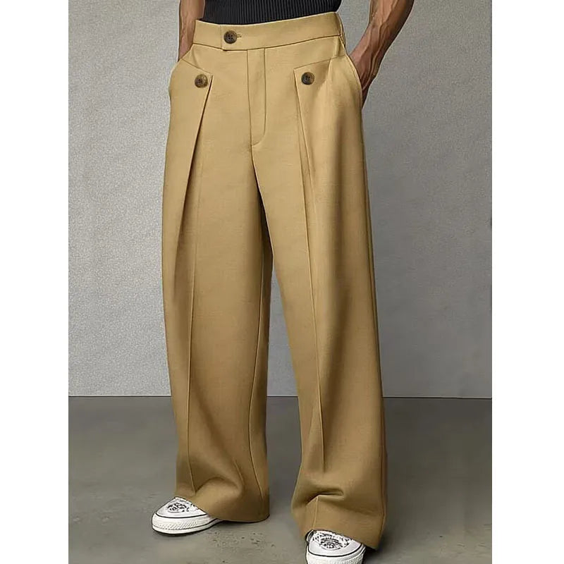 Pantalon homme plissé taille haute coupe ample – CLEVI Paris