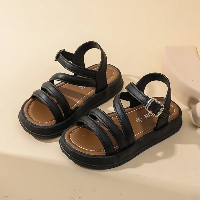 Sandales fille à bout ouvert en polyester – CLEVI Paris
