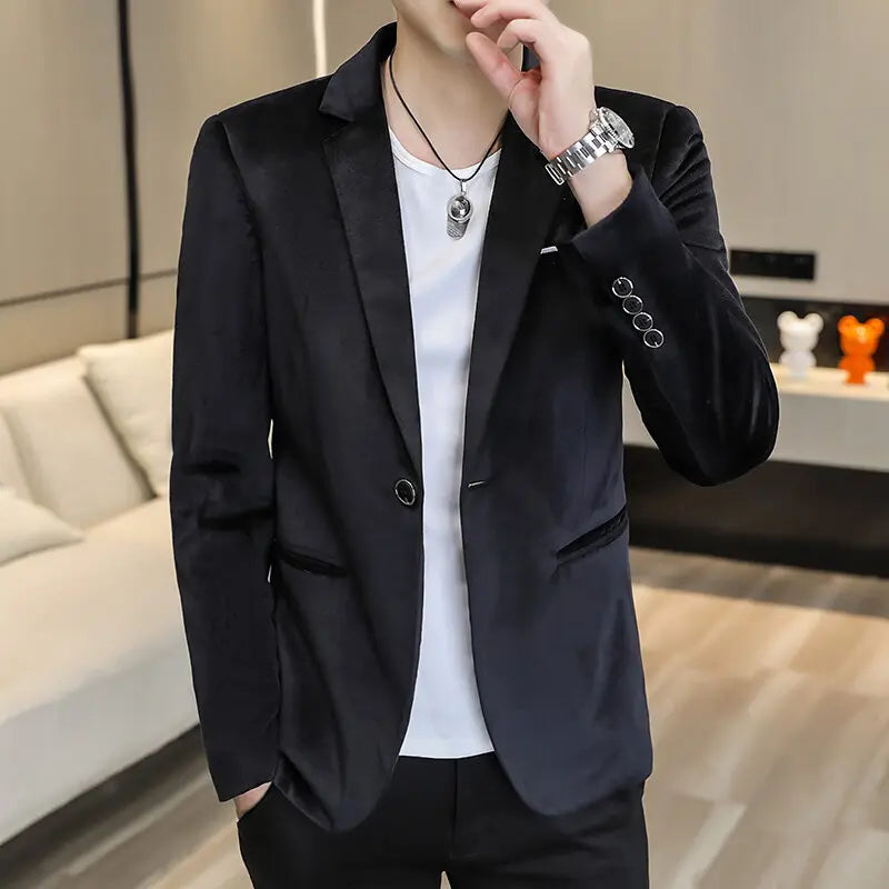 Blazer homme aspect velours, coupe ajustée – CLEVI Paris