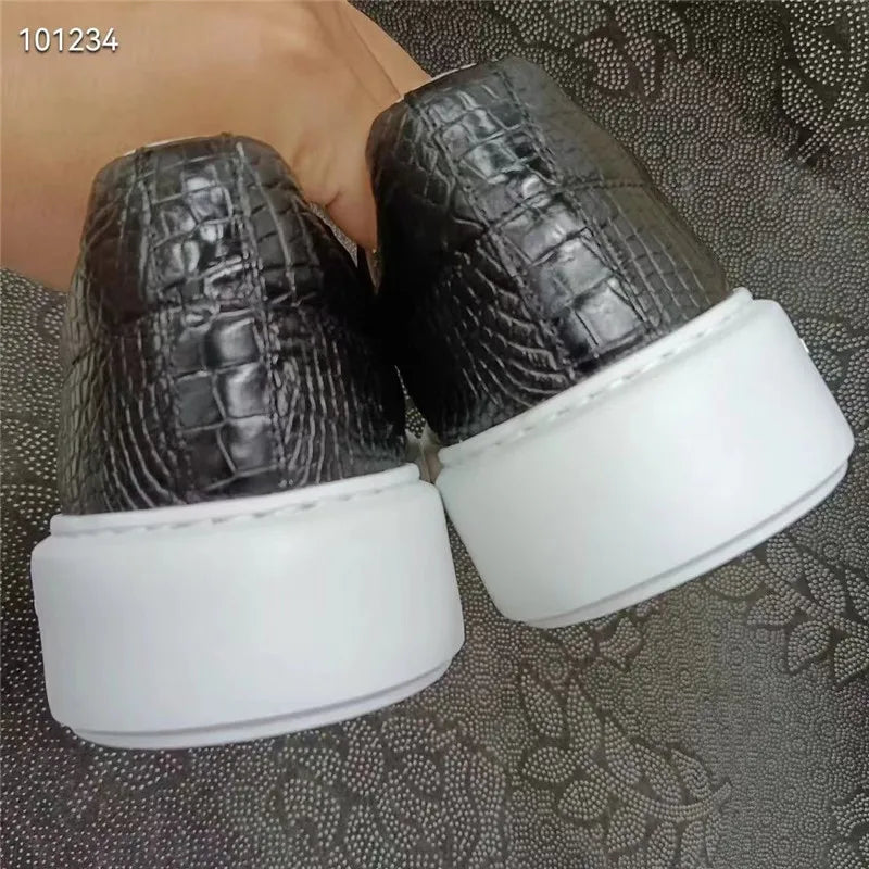 Sneakers Cuir Croco Noir Classique Homme – CLEVI Paris