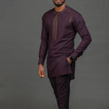 Ensemble Kaftan Homme Col Rond Manches Longues Tenue Africaine Traditionnelle 2 Pièces – CLEVI Paris