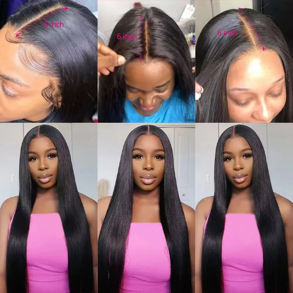 3 Mèches Straight Cheveux Humains Brésiliens Remy 12A + Closure 2x6 HD Lace – CLEVI Paris
