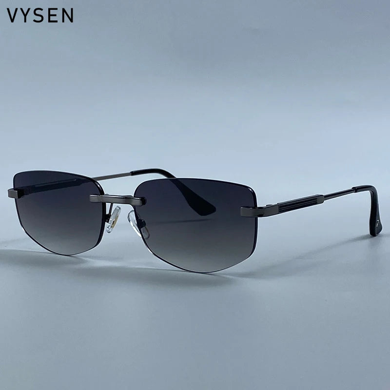 Lunettes de Soleil Carrées Rimless Polygone Métal Or Vintage UV400 Homme – CLEVI Paris