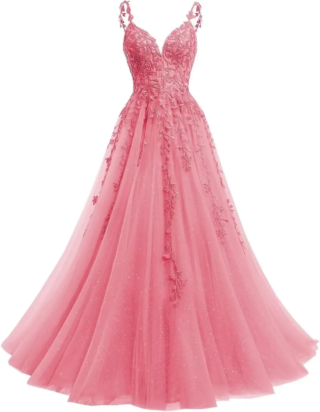 Robe de mariée en dentelle ligne A col V – CLEVI Paris