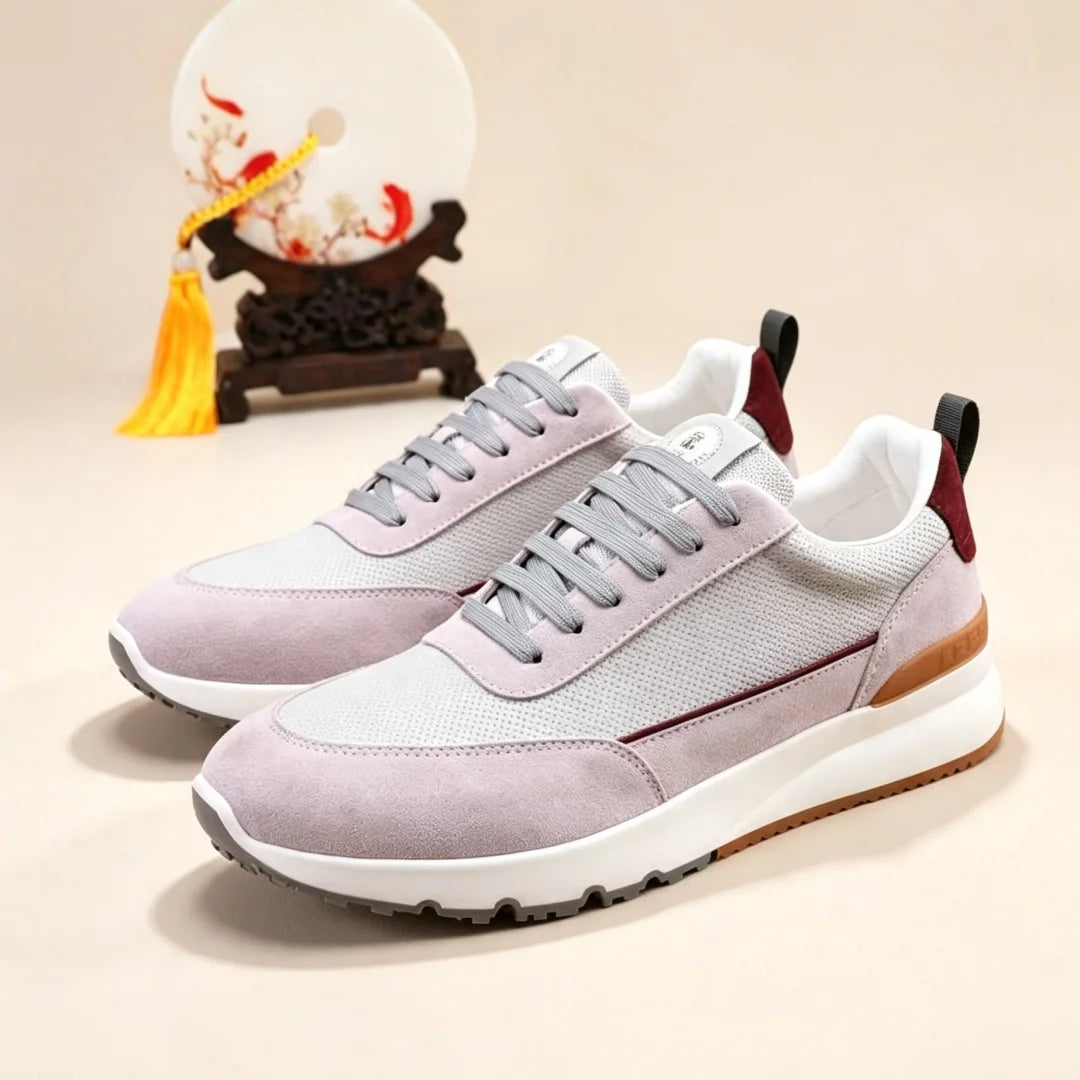 Sneakers Cuir Perforé Homme Lacets & Daim – CLEVI Paris