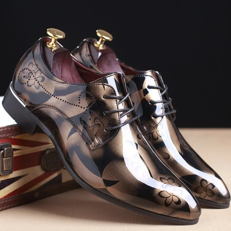 Derbies homme vernies à motif floral – CLEVI Paris