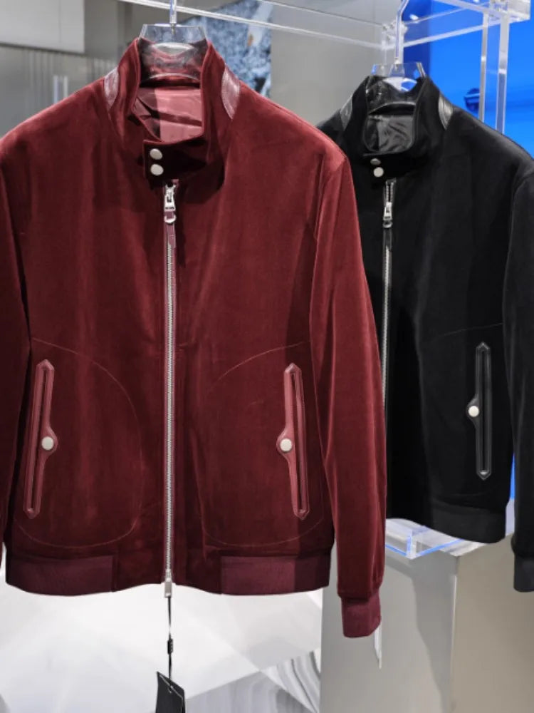 Blouson homme aspect velours à col montant – CLEVI Paris