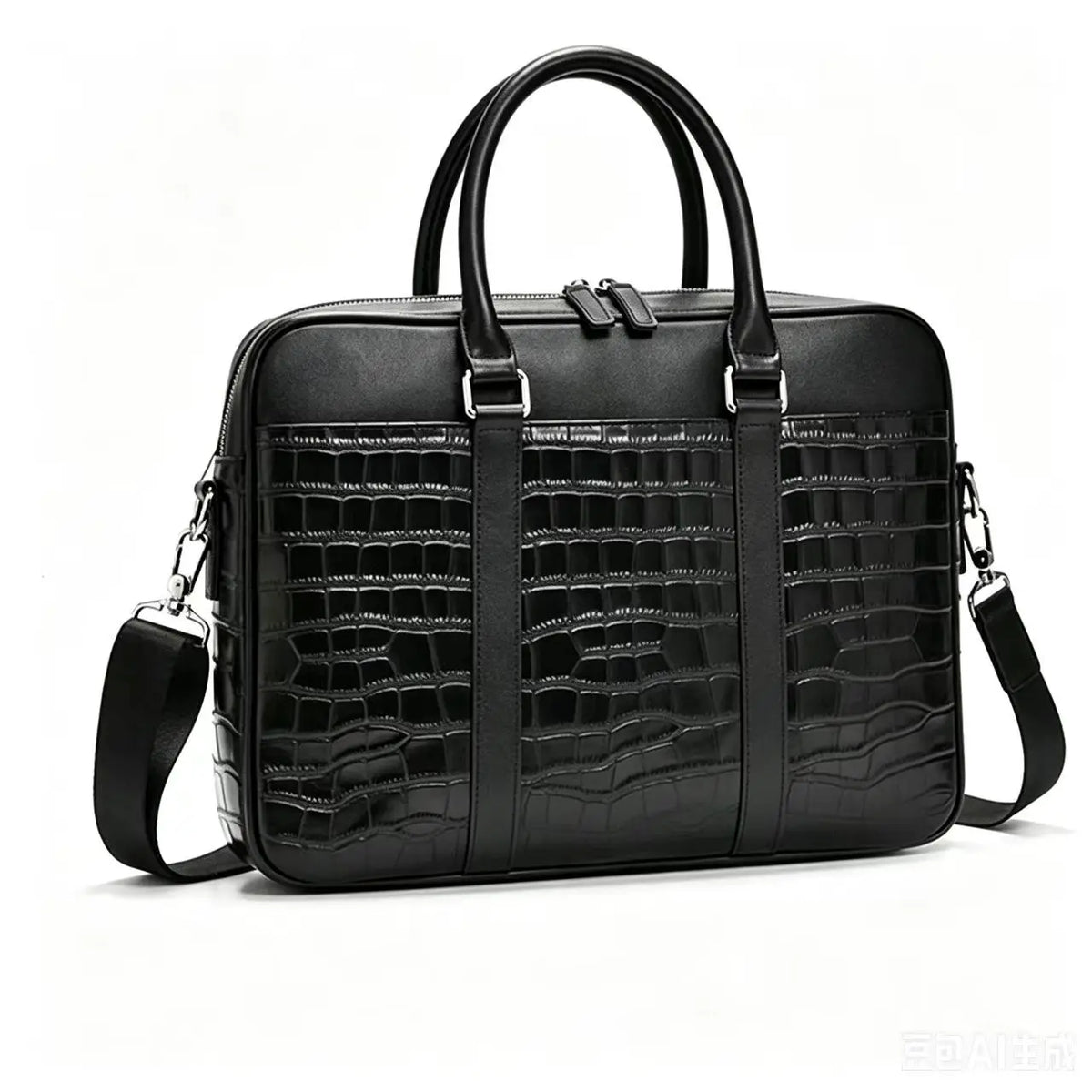 Serviette Homme Cuir Vache Croco Grande Capacité Laptop 15,6" – CLEVI Paris