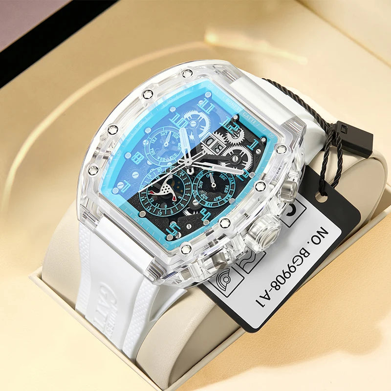 BONEST GATTI BG6006 Montre Homme Automatique Squelette Saphir 360° Lumineux – CLEVI Paris