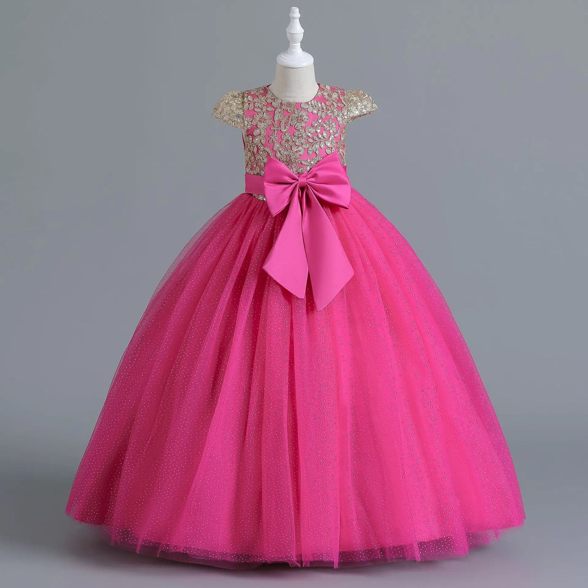 Robe longue de cérémonie fille avec nœud – CLEVI Paris