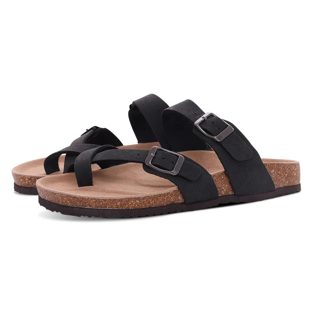 Mules femme aspect daim à boucle réglable – CLEVI Paris