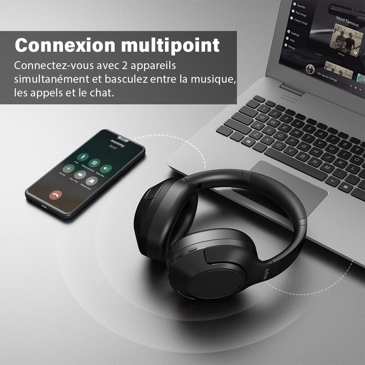 Casque Bluetooth FIFINE X3 ANC Mode Transparent 65h Bass – CLEVI Paris