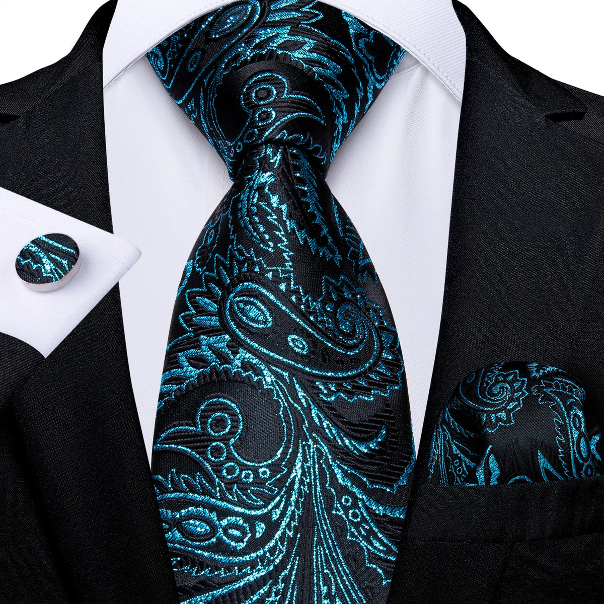 Coffret cravate homme paisley, pochette et boutons – CLEVI Paris