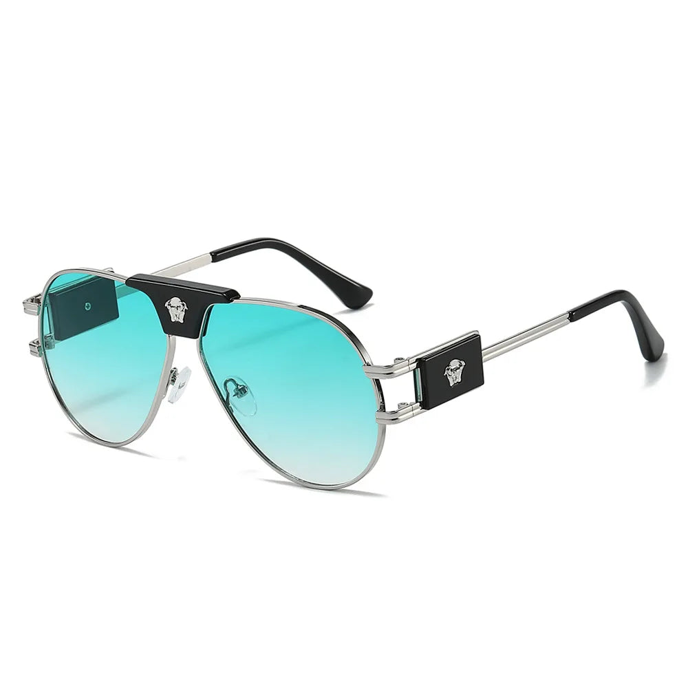 Lunettes de Soleil Aviateur Femme – Style Pilote Décor Tête de Taureau UV400 – CLEVI Paris