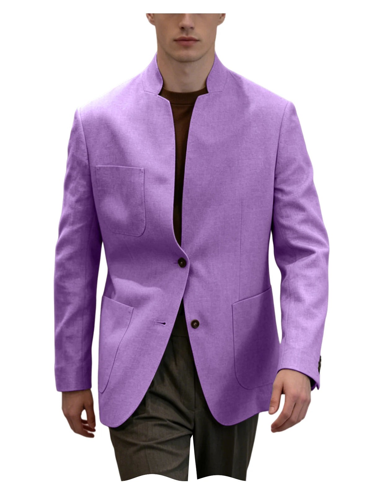 Blazer homme en lin – Col montant – CLEVI Paris