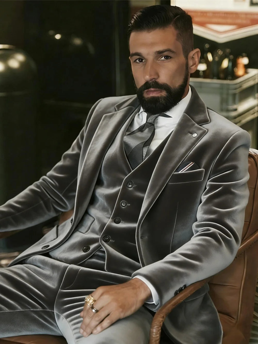 Costume homme 3 pièces en velours – CLEVI Paris
