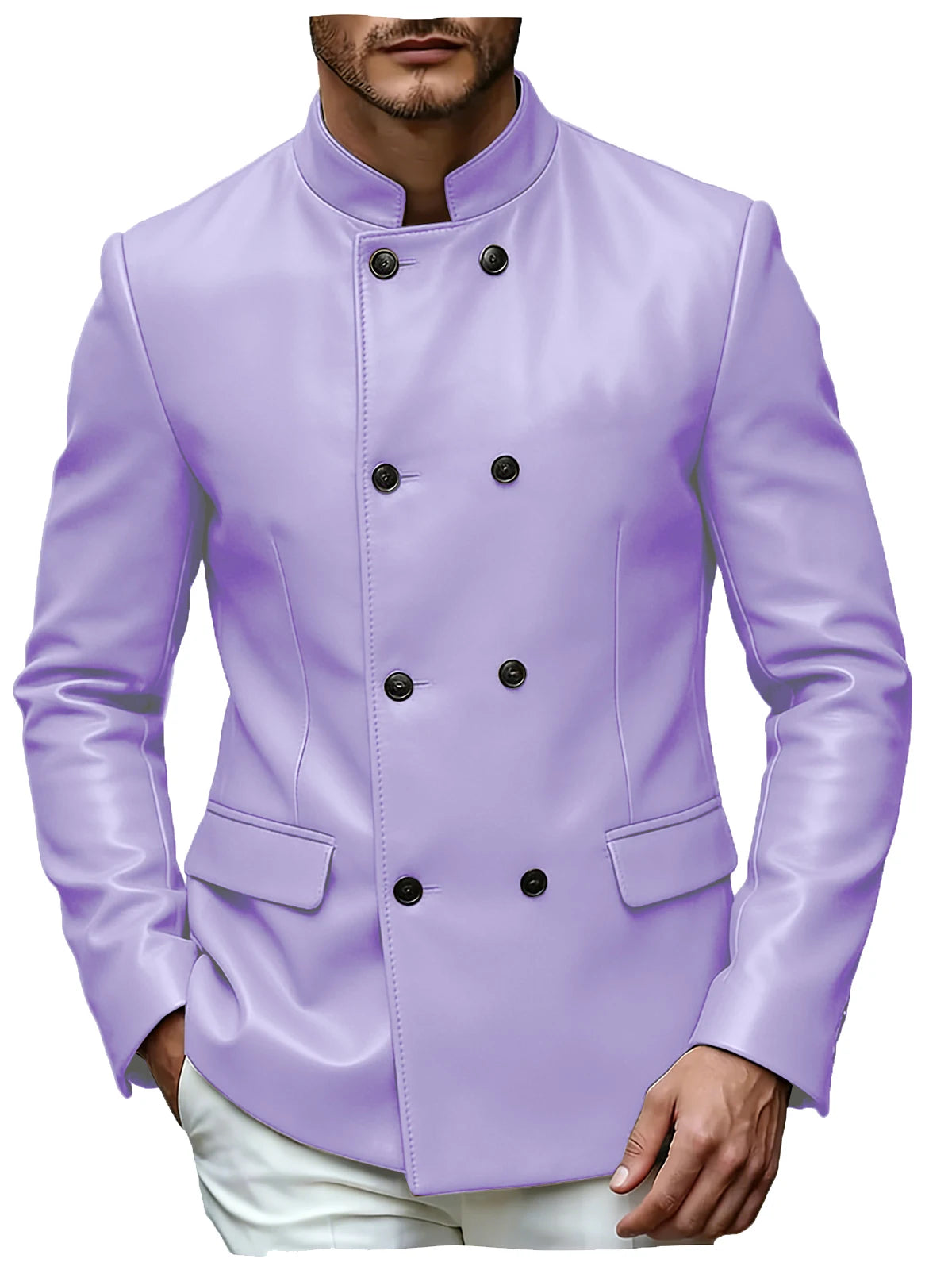 Blazer homme en similicuir, col montant – CLEVI Paris
