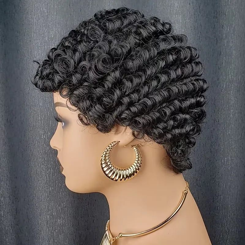 Perruque Pixie Cut Curly Afro Sans Colle – CLEVI Paris