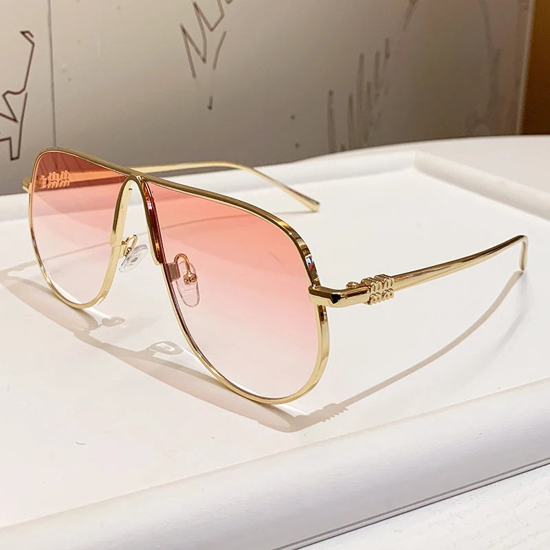 Lunettes de Soleil Grande Monture Grenouille Rétro Métal Femme – CLEVI Paris