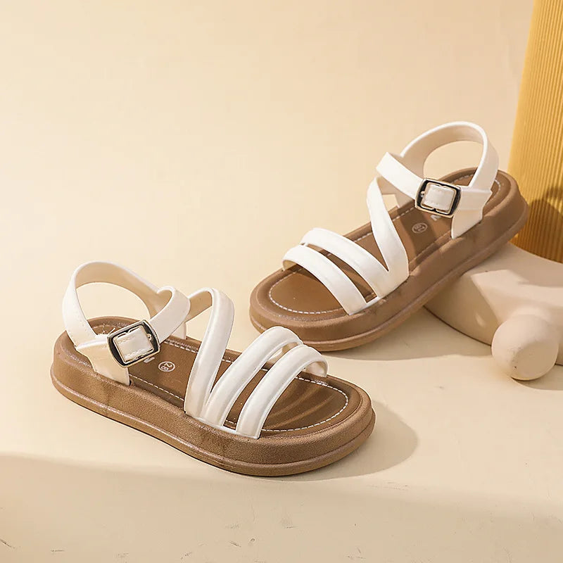 Sandales fille à bout ouvert en polyester – CLEVI Paris