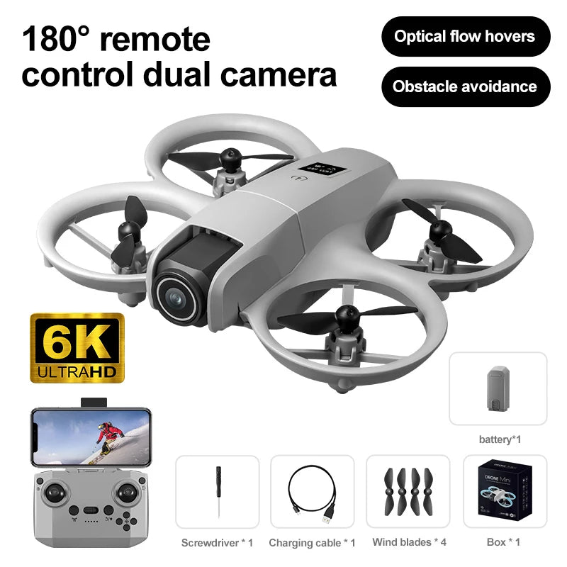Mini Drone T3 8K Double Caméra FPV WiFi – Caméra Réglable 180°, Zoom 50x, Positionnement Optique & LED – CLEVI Paris