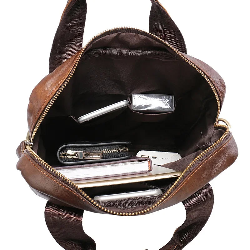 Sacoche Messager Homme Cuir Véritable Vintage 30x26cm – CLEVI Paris