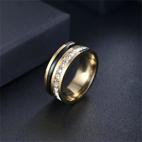 Bague Homme en Acier Doré ou Argenté, Zircone 8 mm – CLEVI Paris