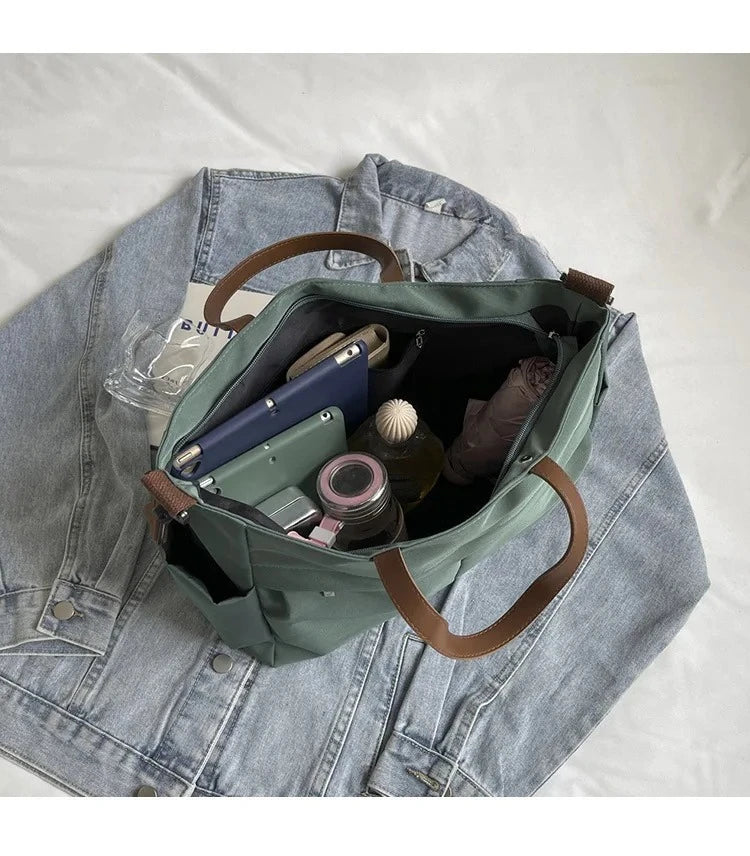 Sac Cabas Femme Nylon Grande Capacité Multi-Poches Léger Casual – CLEVI Paris