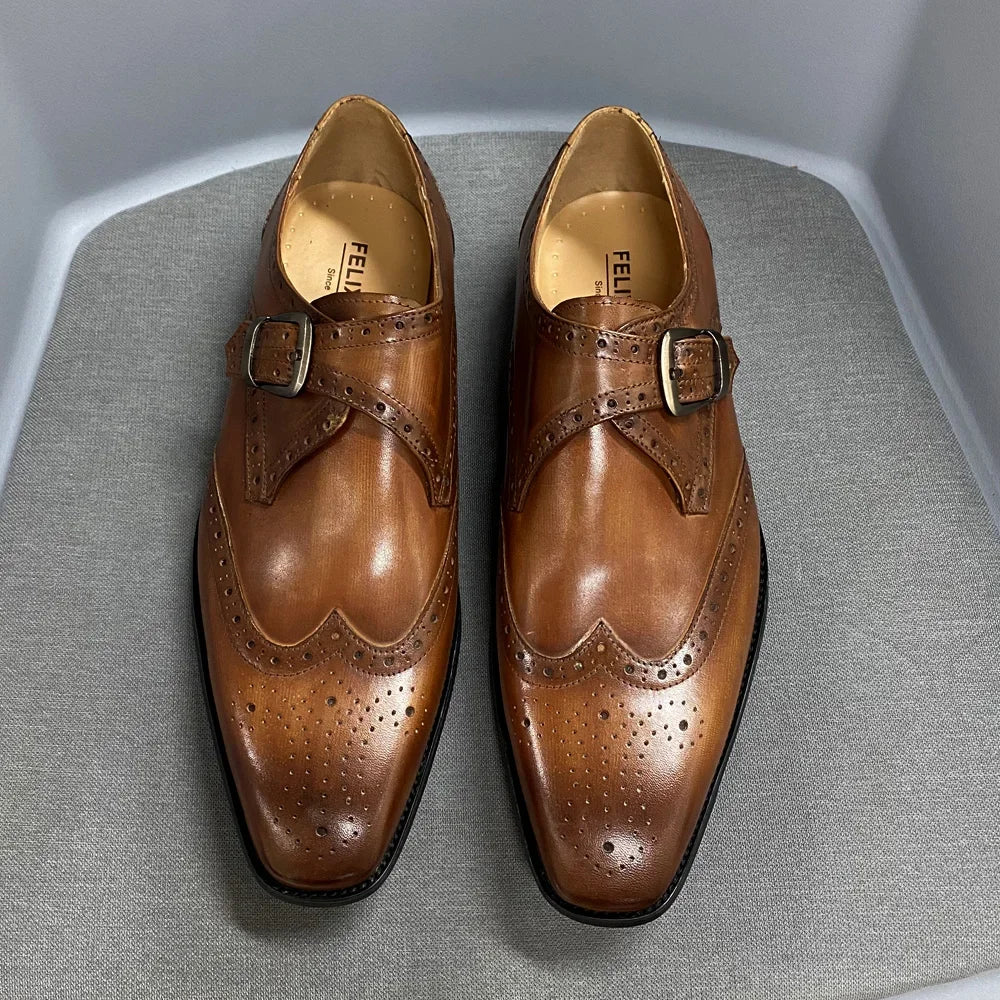 Chaussures homme en cuir à boucle brogue – CLEVI Paris