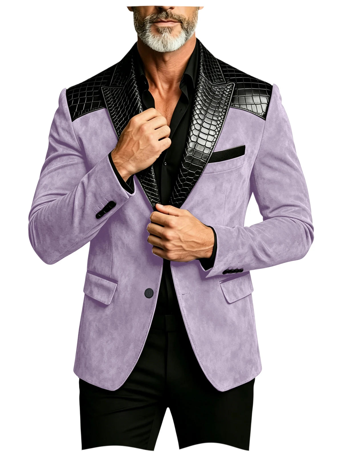 Blazer homme en daim, revers façon crocodile – CLEVI Paris