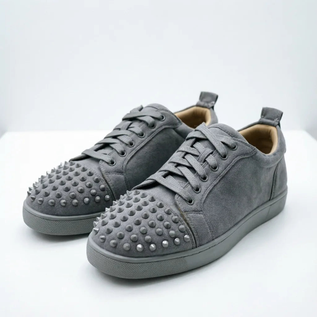 Sneakers Basses Cloutées Cuir Bout Rond Homme – CLEVI Paris