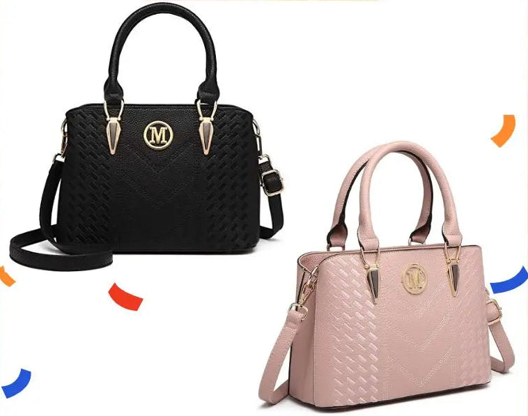 Sac À Main Femme Cuir PU Motif Litchi Logo M Doré – CLEVI Paris