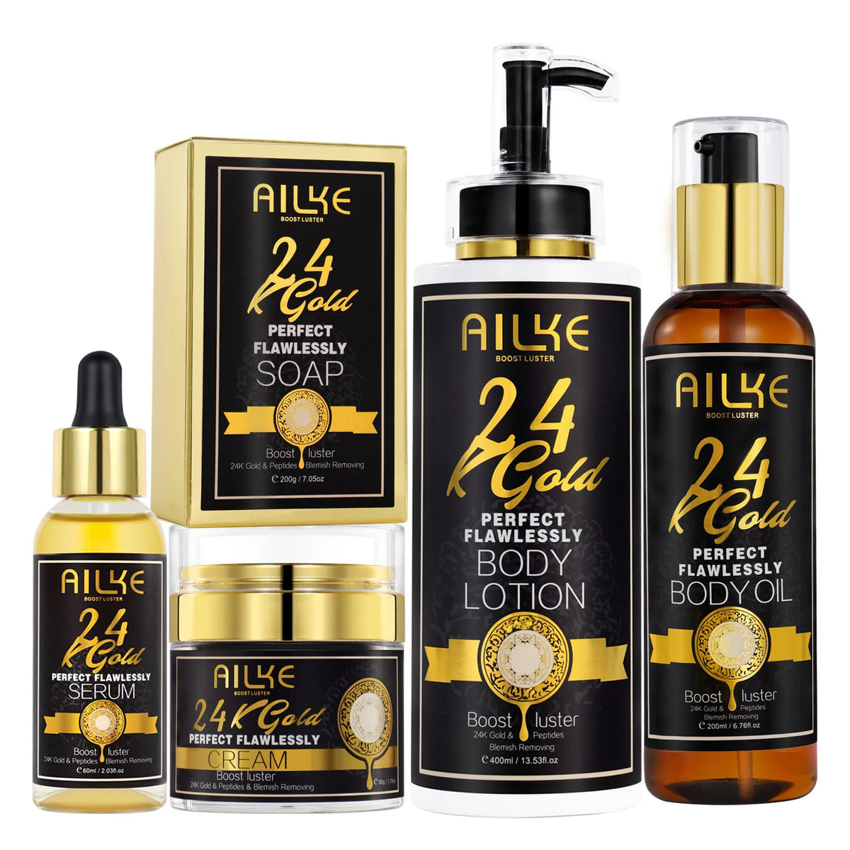 Gamme Soins Peau AILKE 24K Gold – Turmeric, Glutathion & Vitamine C – Éclaircissant & Anti-Taches – CLEVI Paris