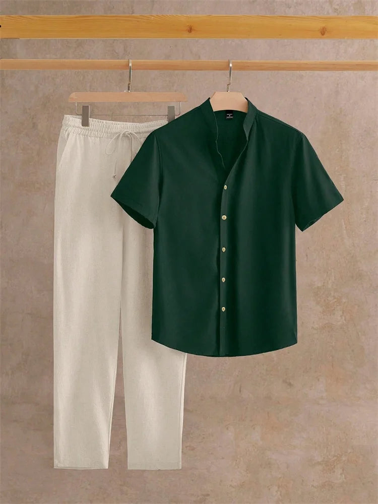 Ensemble 2 Pièces Homme Chemise + Pantalon Imprimé 3D Rayures Streetwear S-2XL – CLEVI Paris