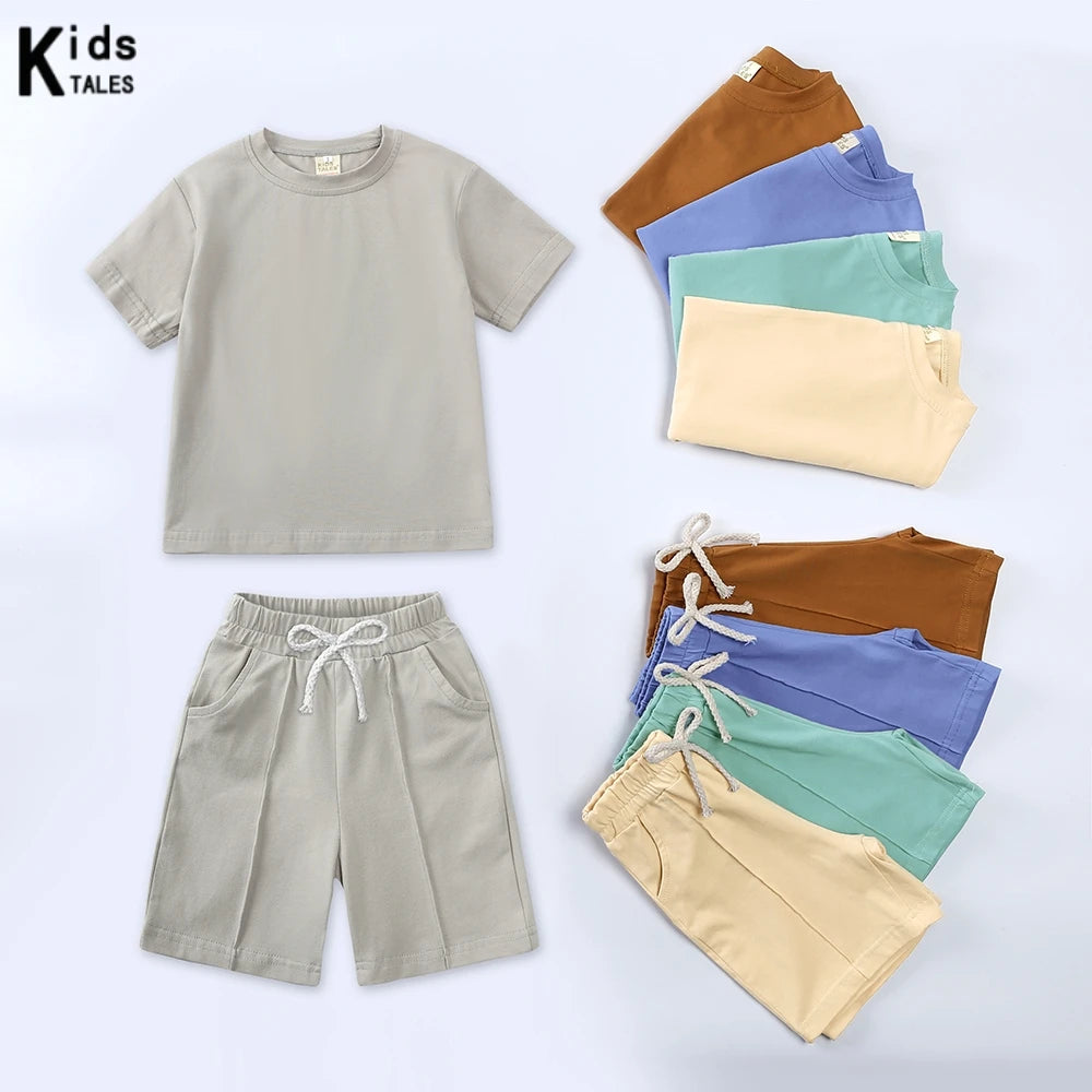 Ensemble enfant uni T-shirt et short à plis – CLEVI Paris