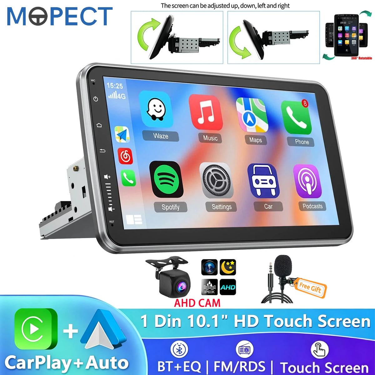 Autoradio MOPECT 10,1″ rotatif CarPlay – CLEVI Paris