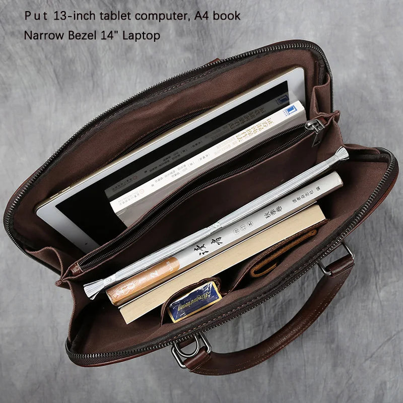Serviette Homme Cuir Vache Vintage Business Laptop 14" – CLEVI Paris