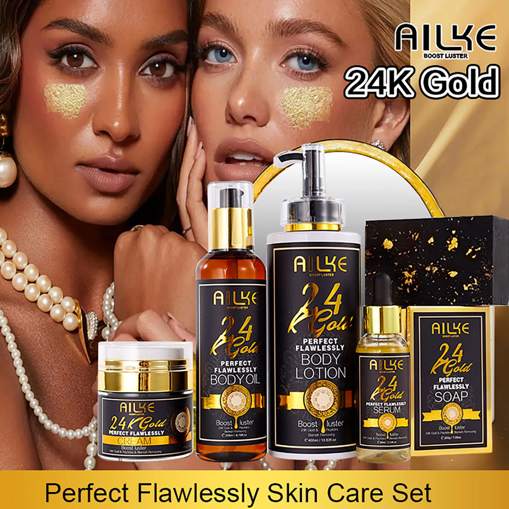 Gamme Soins Peau AILKE 24K Gold – Turmeric, Glutathion & Vitamine C – Éclaircissant & Anti-Taches – CLEVI Paris