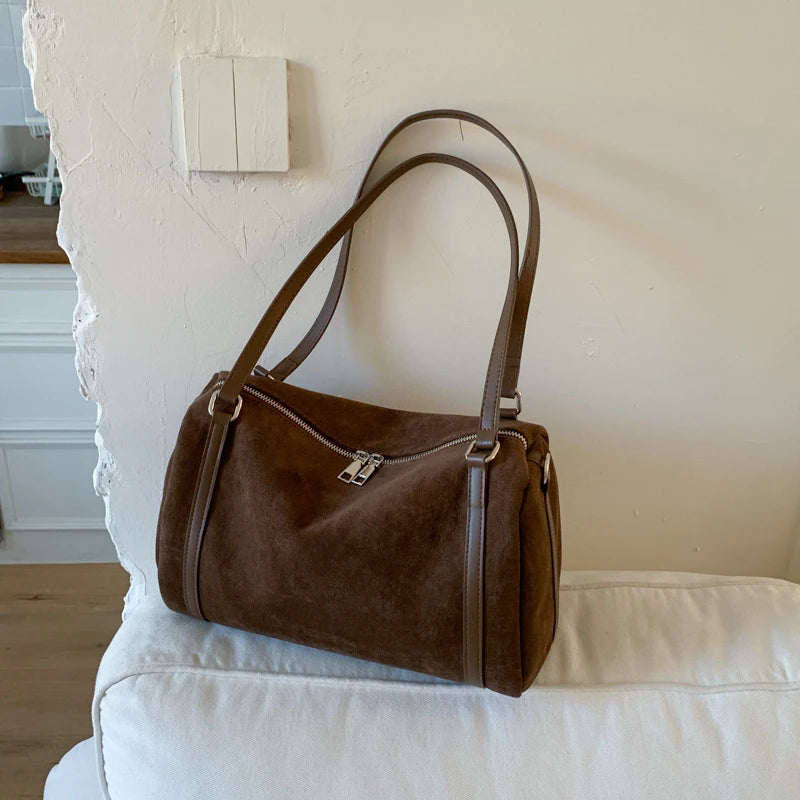 Sac À Main Femme Vintage Forme Coussin Faux Suède Fermeture Zippée – CLEVI Paris