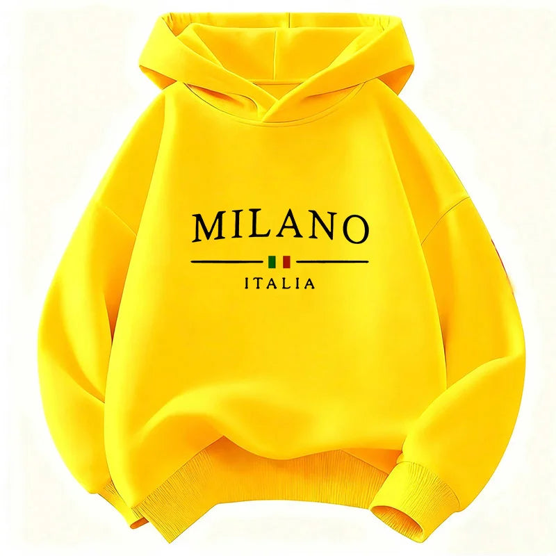 Sweat enfant à capuche imprimé Milano – CLEVI Paris